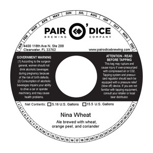 Pair O' Dice Brewing Co. Nina Wheat October 2014