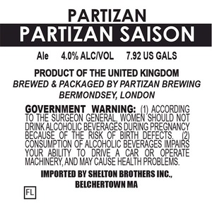 Partizan Brewing Partizan Saison October 2014