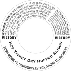 Victory Hop Ticket Dry Hopped Saison October 2014