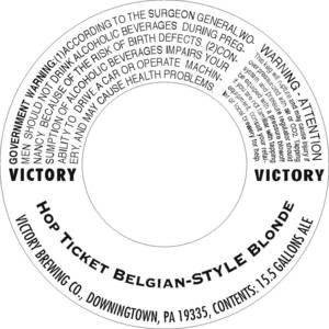 Victory Hop Ticket Belgian-style Blonde October 2014