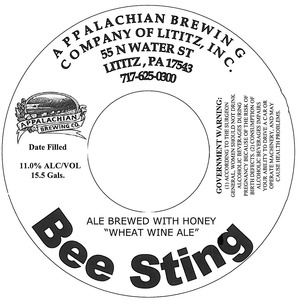 Appalachian Brewing Co Bee Sting Wheat Wine October 2014