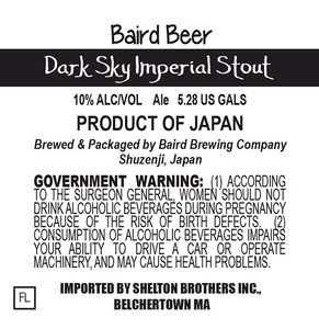 Baird Brewing Company Dark Sky October 2014