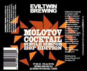 Evil Twin Brewing Molotov Cocktail Single Simcoe Hop October 2014