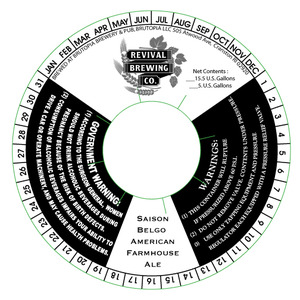 Revival Brewing Co. Saison Belgo-american Farmhouse Ale