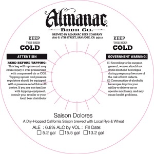 Almanac Beer Co. Saison Dolores November 2014