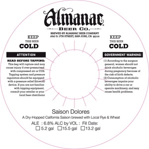 Almanac Beer Co. Saison Dolores