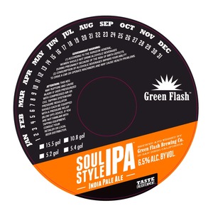 Green Flash Brewing Company Soul Style IPA December 2014