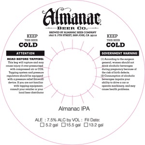 Almanac Beer Co. Almanac IPA November 2014