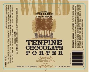 Three Creeks Brewing Company Tenpine Chocolate Porter November 2014