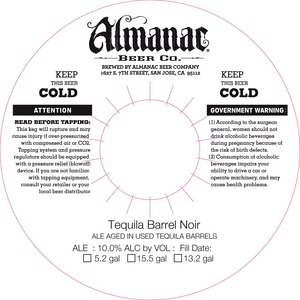 Almanac Beer Co. Tequila Barrel Noir November 2014