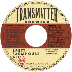 Transmitter Brewing Brett Farmhouse Ale November 2014