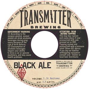 Transmitter Brewing Black Ale November 2014