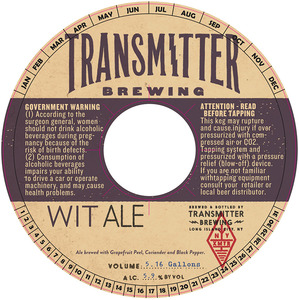 Transmitter Brewing Wit Ale November 2014