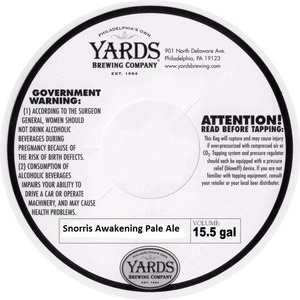 Yards Brewing Company Snorris Awakening Pale Ale November 2014