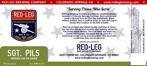 Red Leg Brewing Company Sgt Pils American Pilsner November 2014