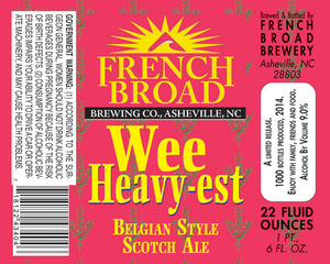 French Broad Brewery Wee Heavy-est Belgian Style Scotch Ale November 2014