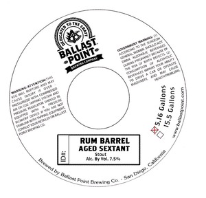 Ballast Point Rum Barrel Aged Sextant November 2014