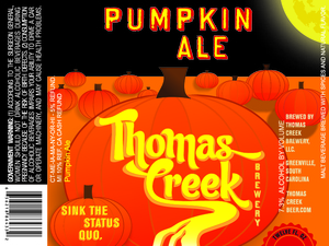 Thomas Creek Brewery Pumpkin Ale December 2014
