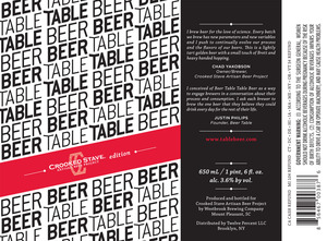 Crooked Stave Artisan Beer Project Beer Table Table Beer November 2014