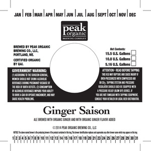 Peak Organic Ginger Saison November 2014