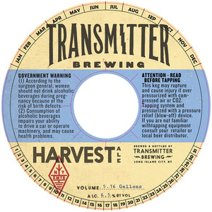 Transmitter Brewing Harvest Ale November 2014