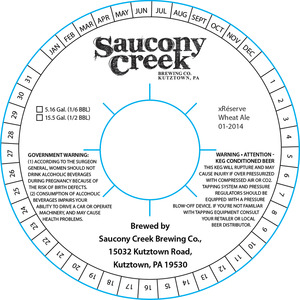 Saucony Creek Brewing Company Xreserve Wheat Ale 01-2014