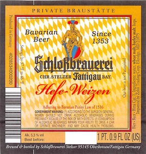 Schlossbrauerei Hefe-weizen January 2015