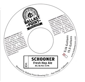 Ballast Point Brewing Company Schooner Fresh Hop