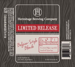 Hermitage Brewing Company Belgian Style Blonde December 2014