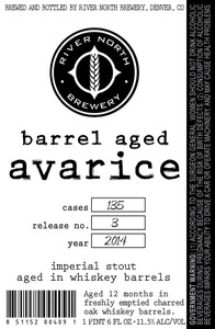 River North Brewery Barrel Aged Avarice