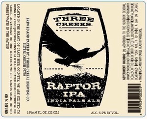 Three Creeks Brewing Company Raptor IPA December 2014