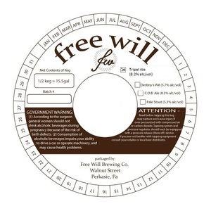 Free Will Tripel Ale December 2014