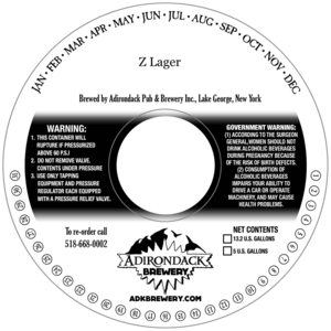 Adirondack Brewery Z Lager December 2014