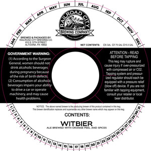 Witbier Ale Brewed With Orange Peel And Spices December 2014