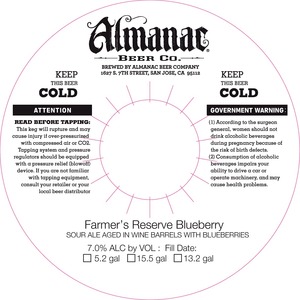 Almanac Beer Co. Farmer's Reserve Blueberry December 2014