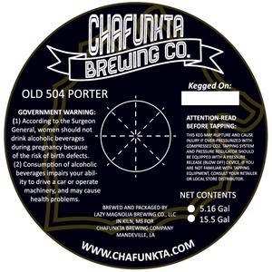 Chafunkta Brewing Company 0ld 504 Porter December 2014