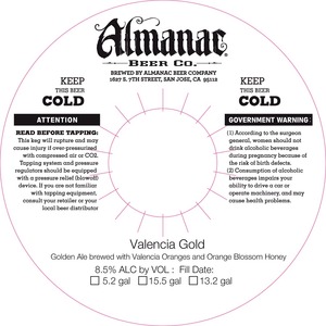 Almanac Beer Co. Valencia Gold December 2014