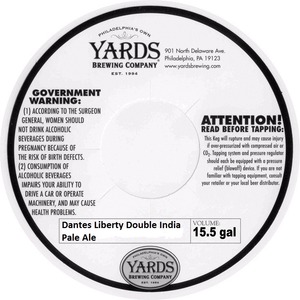 Yards Brewing Company Dantes Liberty Double India Pale Ale December 2014