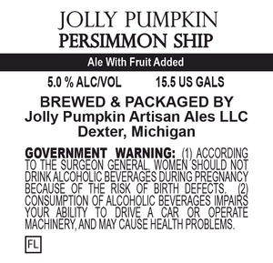 Jolly Pumpkin Artisan Ales Persimmon Ship December 2014
