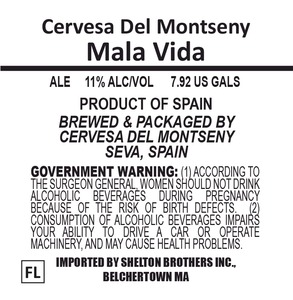 Cervesa Del Montseny Mala Vida December 2014