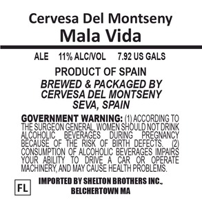 Cervesa Del Montseny Mala Vida December 2014