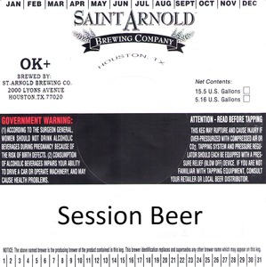 Saint Arnold Brewing Company Session Beer January 2015