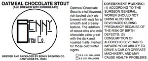 Benny Brew Co. Oatmeal Chocolate Stout January 2015