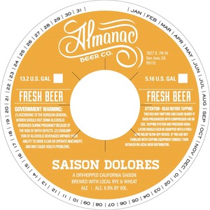 Almanac Beer Co. Saison Dolores