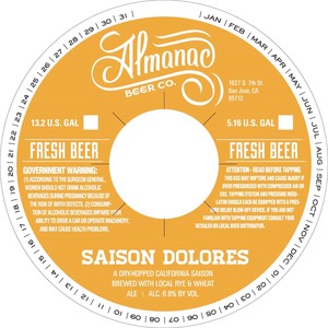 Almanac Beer Co. Saison Dolores January 2015