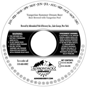 Adirondack Brewery Tangerine Summer Dream Beer January 2015