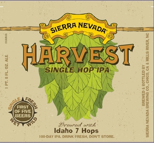 Sierra Nevada Harvest Single Hop IPA January 2015