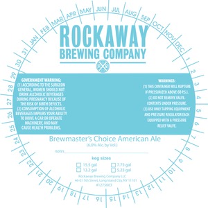 Rockaway Brewing Company Brewmaster's Choice January 2015