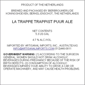 La Trappe Trappist Puur Ale January 2015