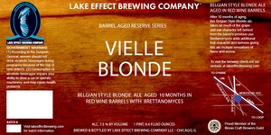 Lake Effect Brewing Company Vielle Blonde January 2015